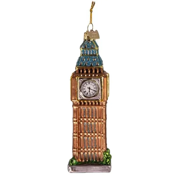 Kurt Adler Noble Gems Glass Ornament For Christmas Tree, Big Ben Clock Tower