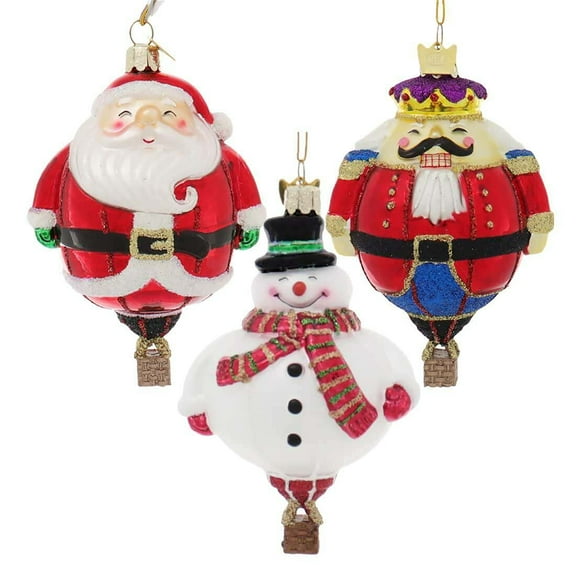 Kurt Adler Noble Gems Hot Air Balloon Ornament Set of 3