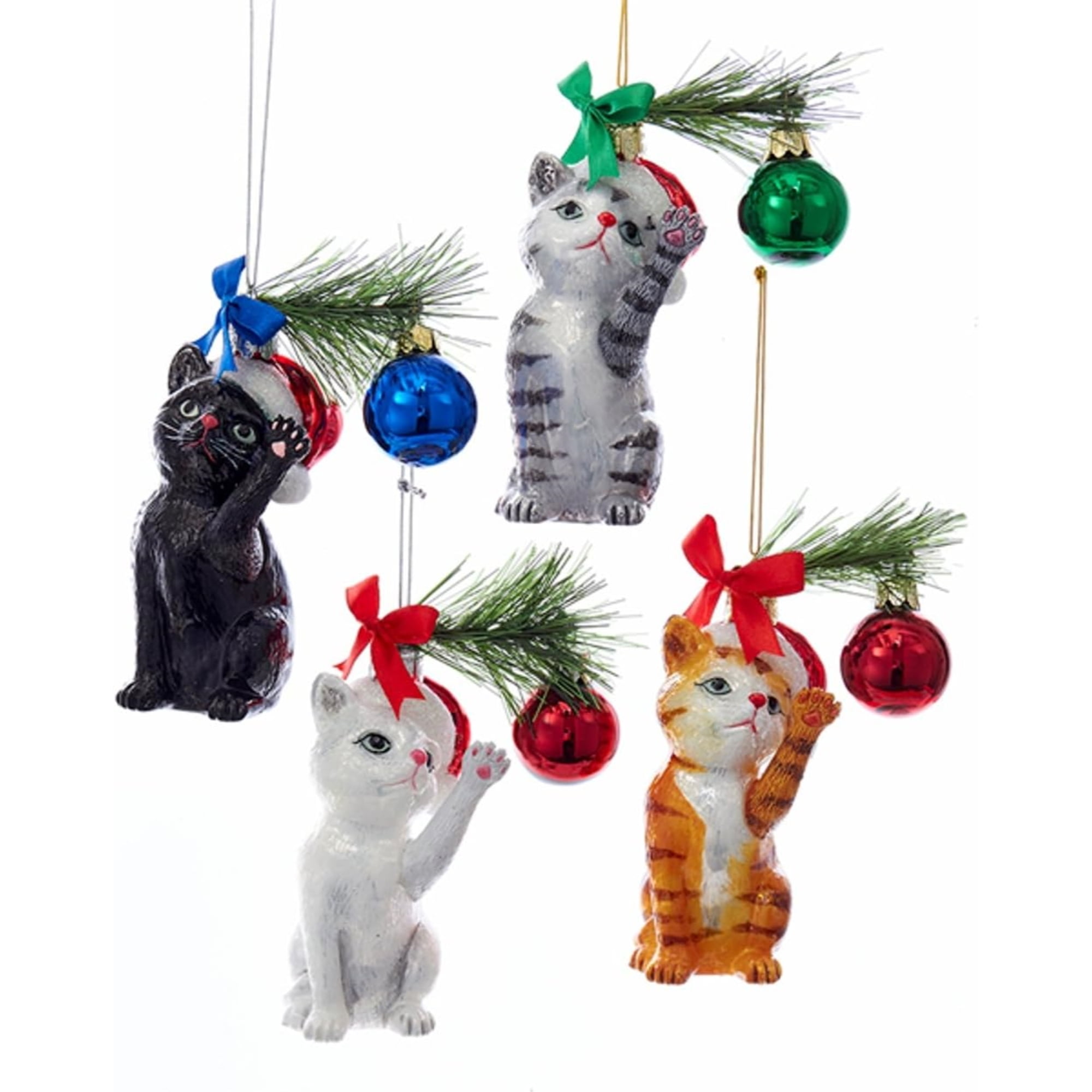 Noble Gems Kitty Cats in Santa Hats Playing with Ornaments - Thumbnail 3