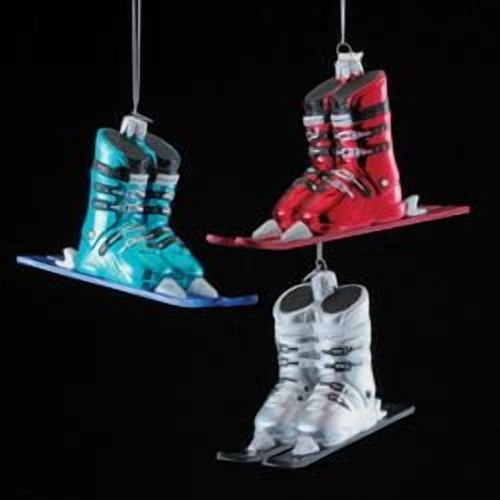Kurt Adler Noble Gems Glass Ski Boots with Skis Ornament - Thumbnail 3