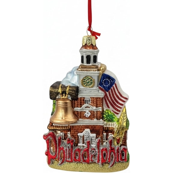 Kurt S Adler Philadelphia Cityscape Glass Ornament Holiday Decoration