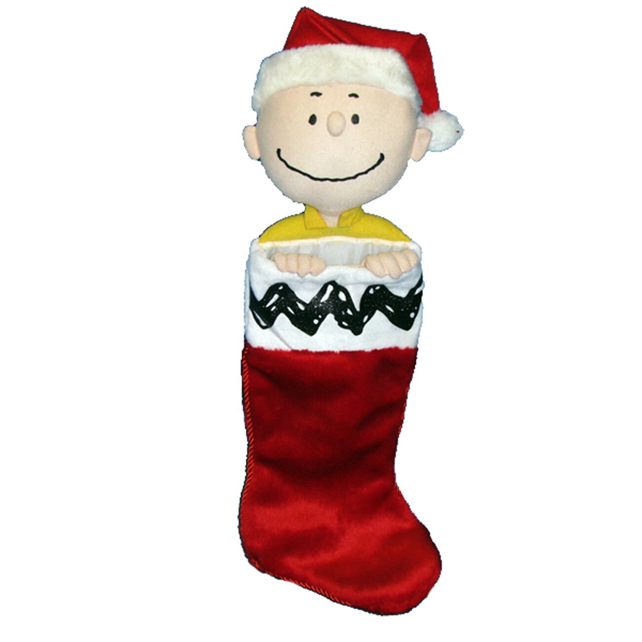 Kurt Adler 21-Inch Charlie Brown Plush Head Christmas Stocking – Peanuts Holiday Tree and Mantel Decoration