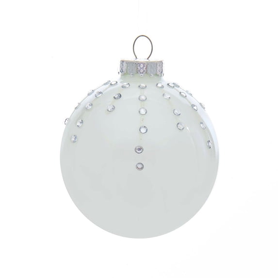 Kurt Adler Pearl White Glass Ornaments Home Decor 6 Pieces Box Set
