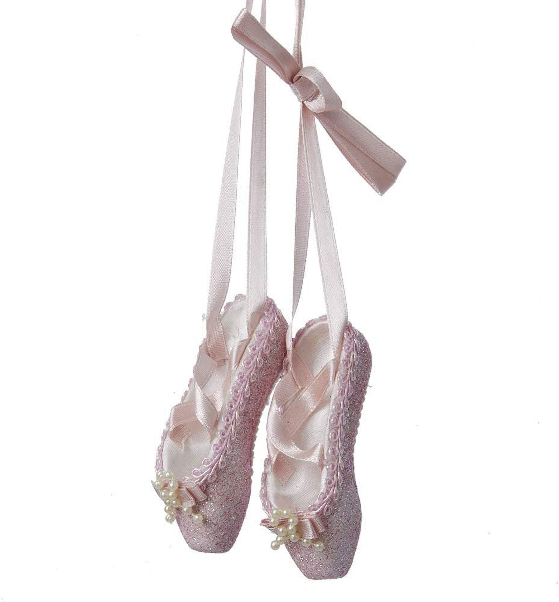 Kurt Adler Pink Glitter Hanging Ballet Shoes Christmas Ornament, 8