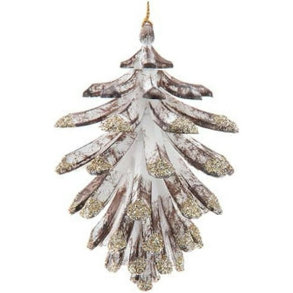Kurt Adler Plastic Ornament for Christmas Tree, Brown Glittered Pinecone