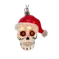thumbnail image 1 of Kurt Adler Pre-lit Glass Ornament, Day of the Dead Skull with Santa Hat, 1 of 7