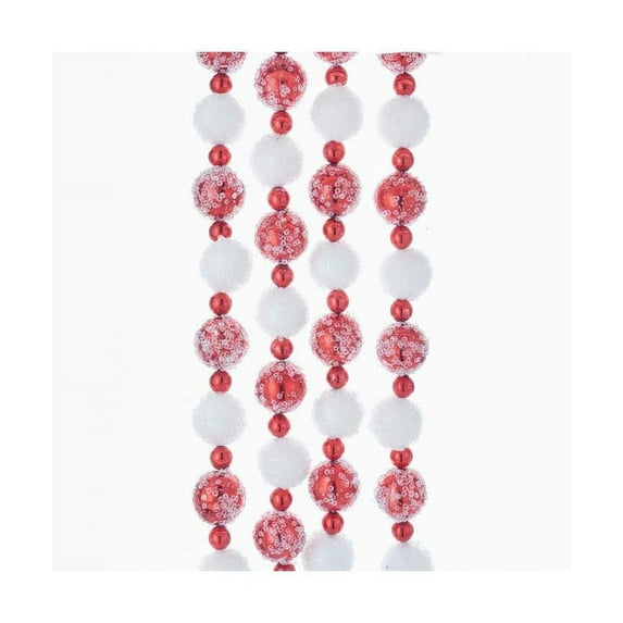 Kurt Adler Red and White Frosted Beaded Garland