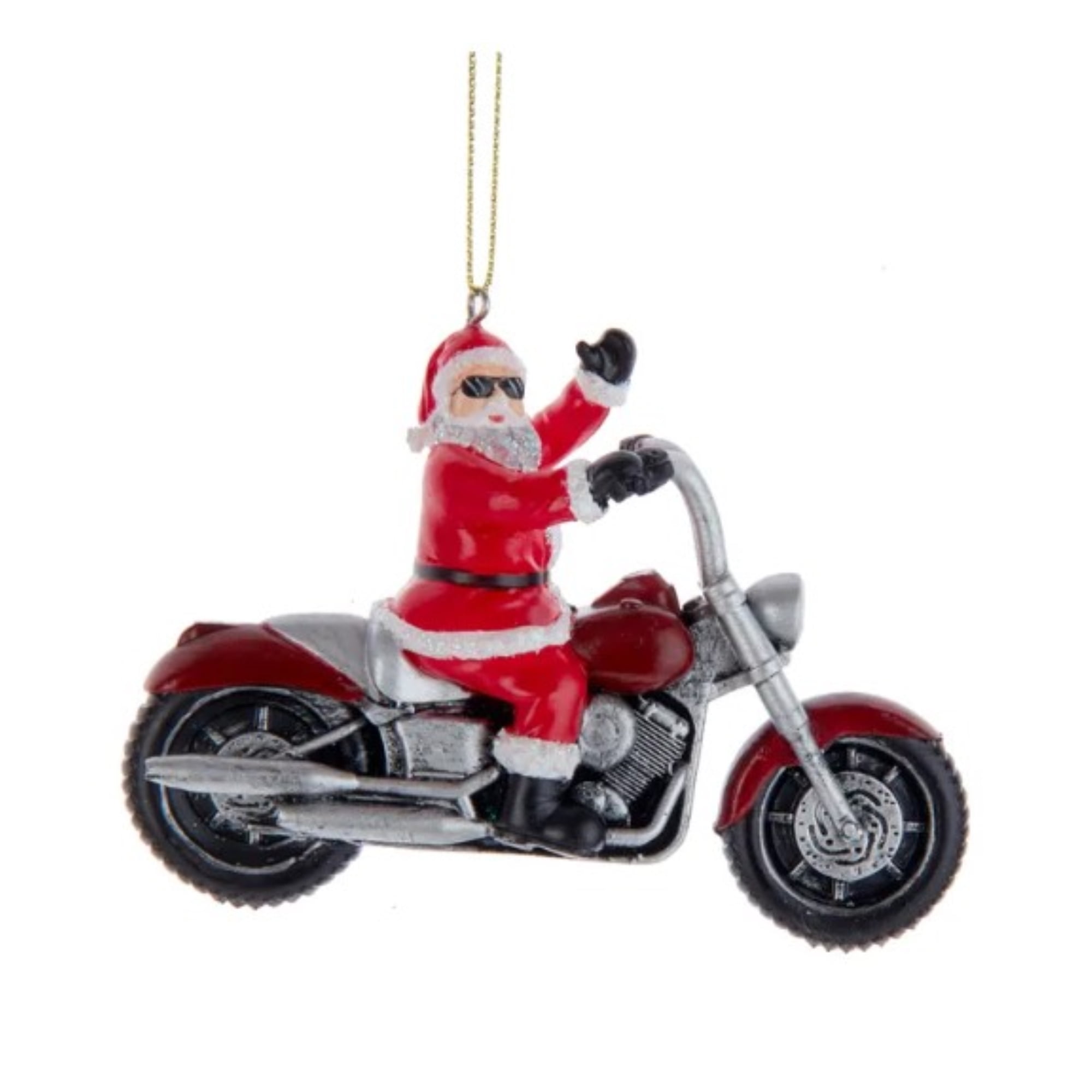 Kurt Adler Resin Santa On Motorcycle Christmas Tree Ornament