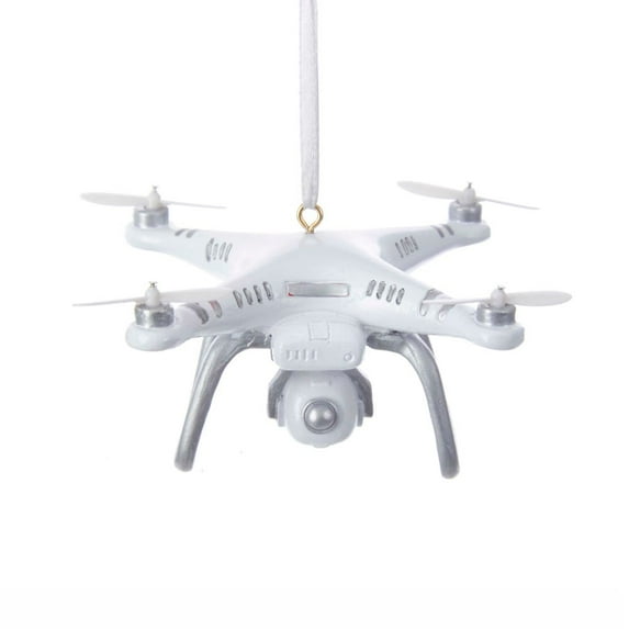 Kurt Adler Silver and White Drone Christmas Ornament