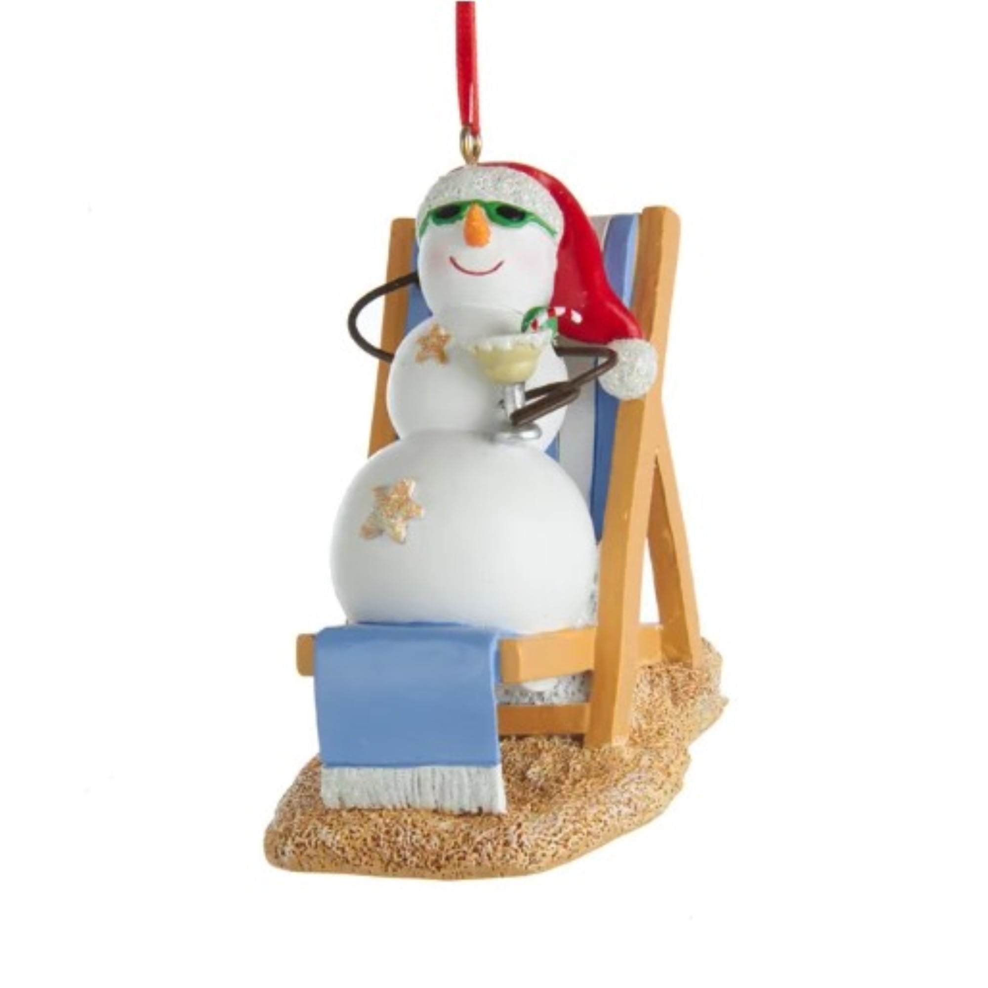 Kurt Adler Snowman on Beach Chair Ornament for Personalization (A1864)