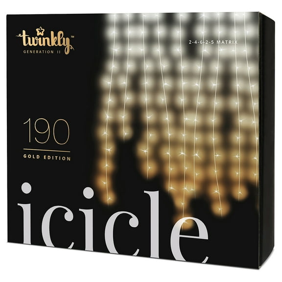 Kurt Adler Twinkly 190-Light AWW LED Icicle Light Set