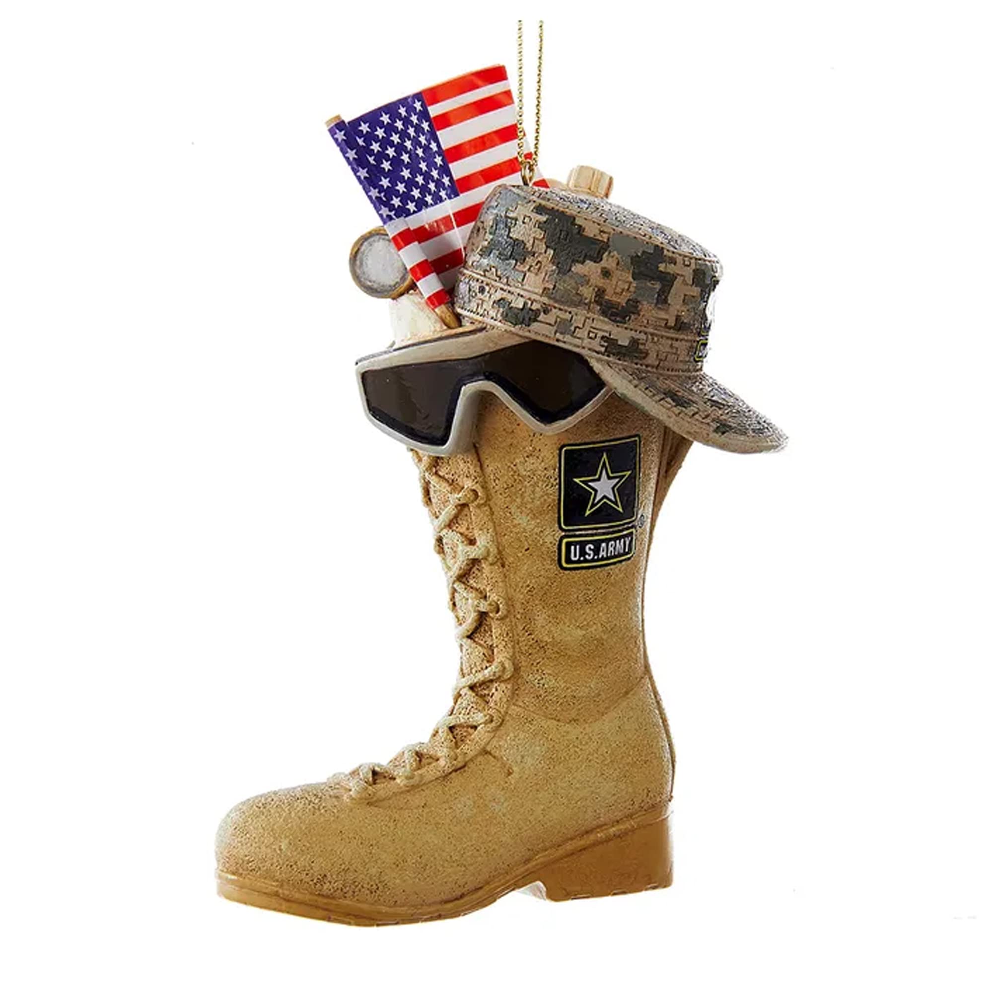 Kurt Adler U.S. Army Boot with U.S.A Flag and Icons Christmas Ornament