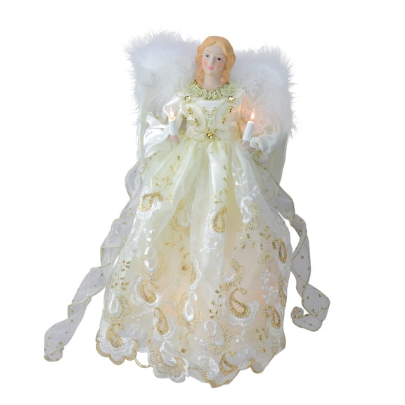 14" Lighted Victorian Inspired Paisley Angel Christmas Tree Topper - Clear Lights