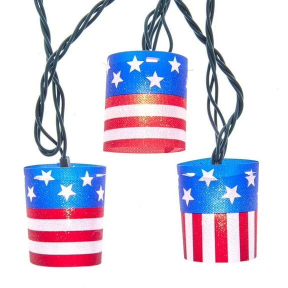 Kurt Adler UL 10-Light American Flag Tube Light Set