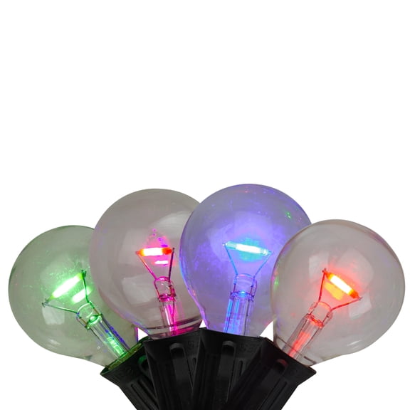10-Count Multi Colored G40 Globe Patio Lights, 7 ft Black Wire