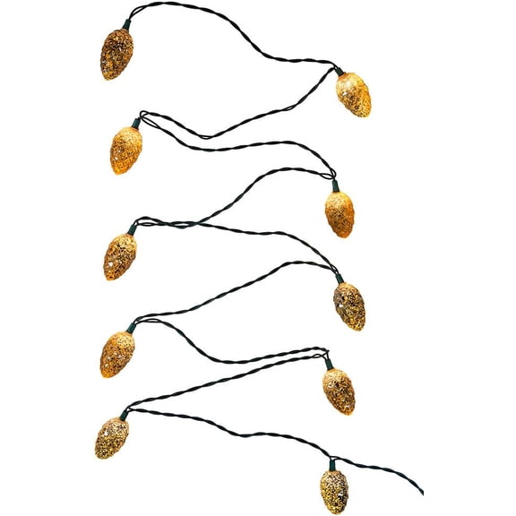 Kurt S. Adler UL 10-Light Pinecone Light Set, Gold