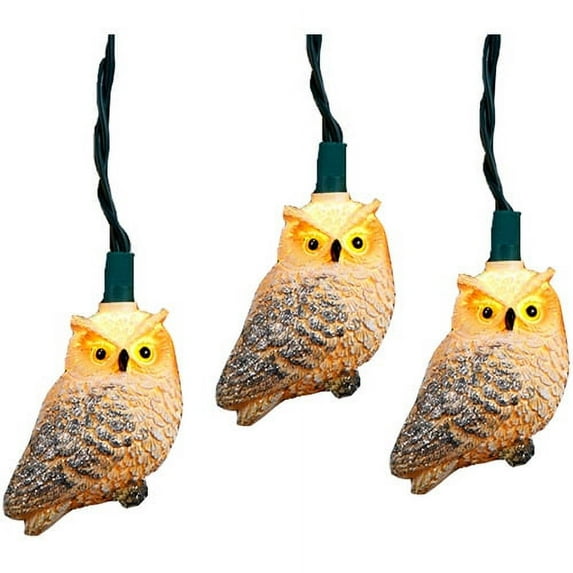 Kurt Adler UL 10-Light White Owl with Glitter Light Set
