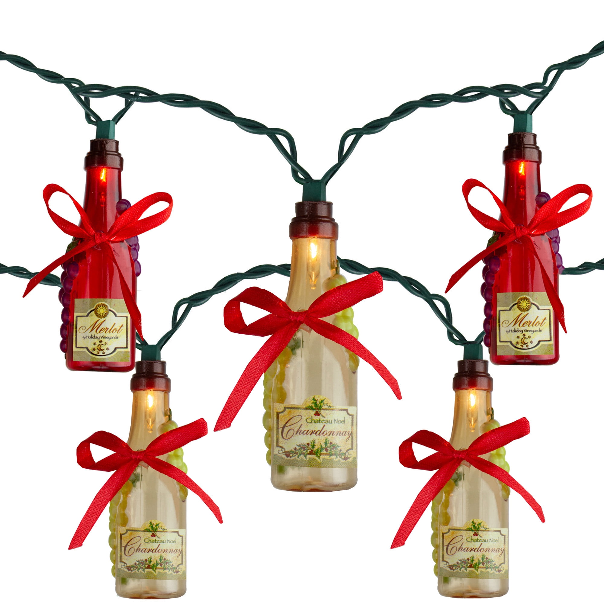Kurt Adler Champagne Bottles Christmas Light Set
