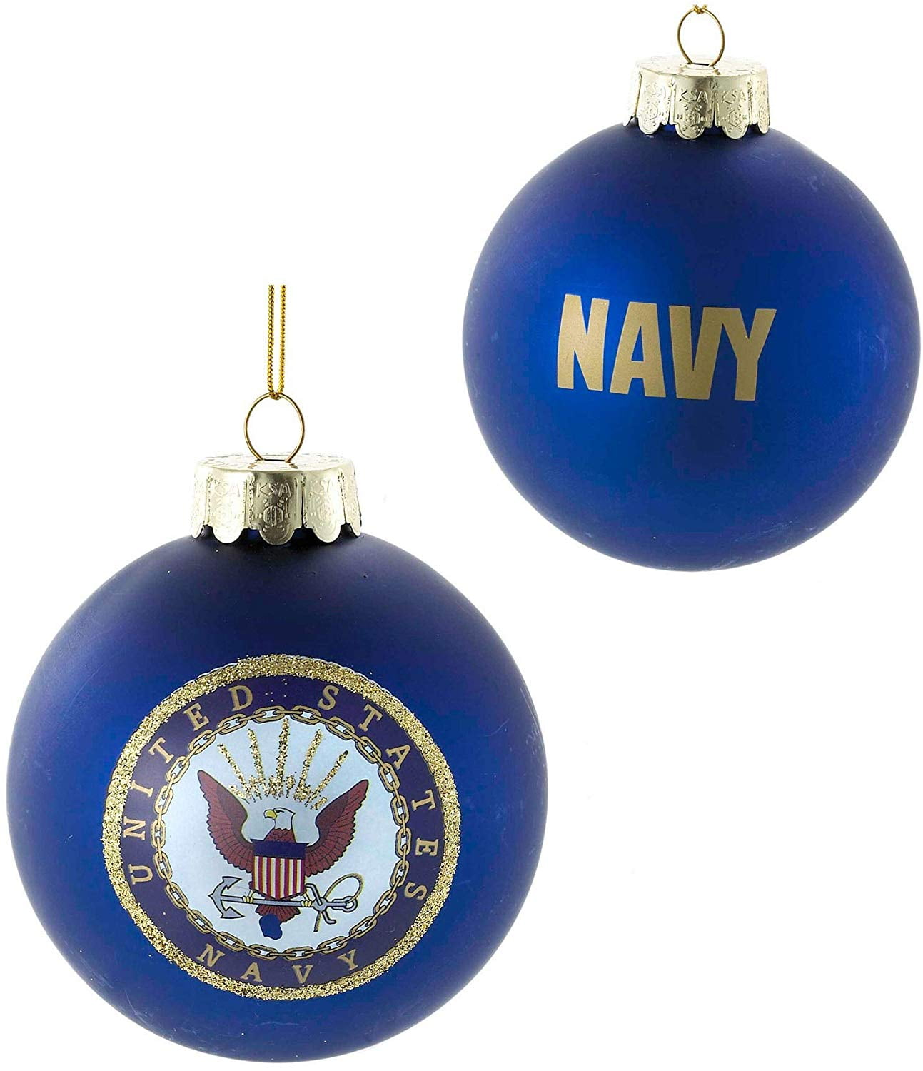 U.S. Navy Blue and Gold Glass Ball Ornament, 80mm
