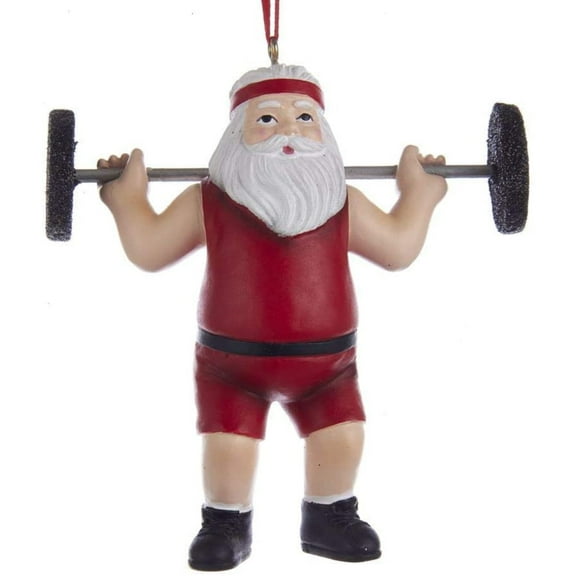 Kurt Adler 4.13-Inch Weightlifter Santa Resin Ornament Fun Holiday Christmas Decoration (A1861)