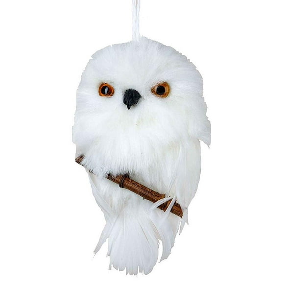 Kurt Adler White Hanging Owl With Branch Christmas Ornament