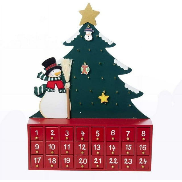 Kurt Adler Wooden Snowman with Tree Advent Calendar