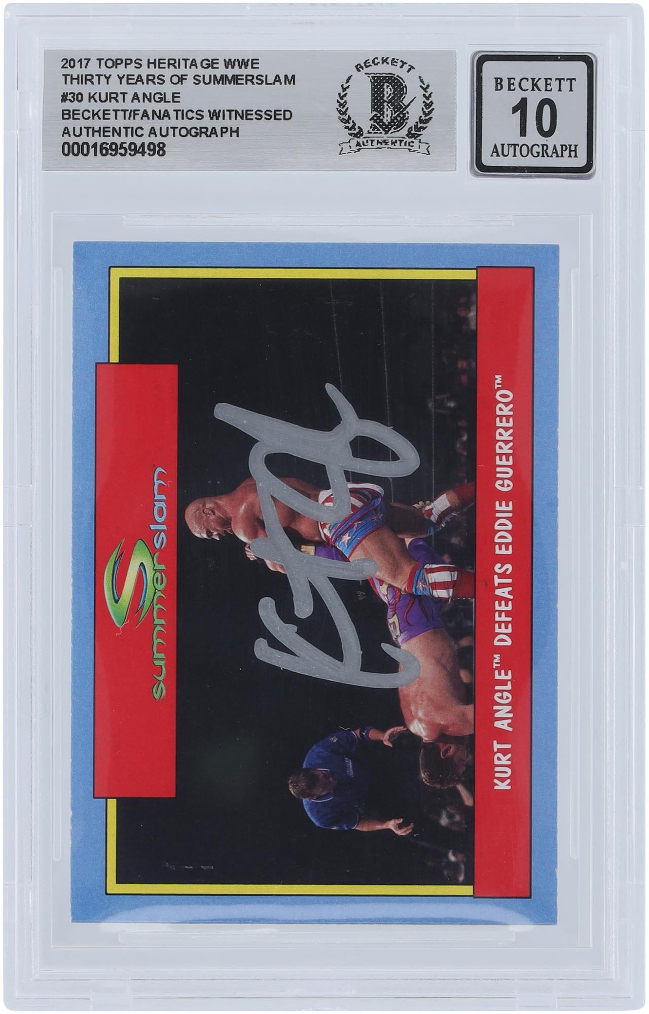 Kurt Angle WWE Autographed 2017 Topps Hertiage Thirty Years of SummerSlam #30 Beckett Fanatics Witnessed Authenticated 10 Card - Fanatics Authentic Certified