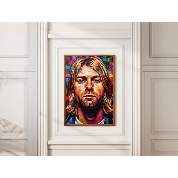Kurt Cobain Colorful Portrait Wall Art Nirvana Grunge Rock Music Decor Size 24x36 Unframed Poster