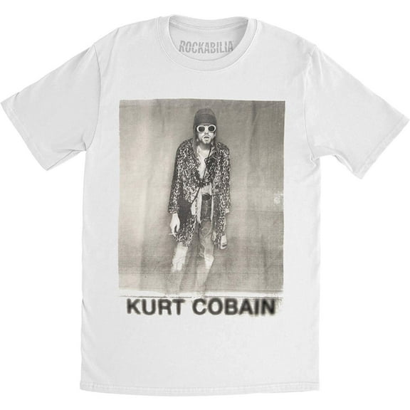 Kurt Cobain Men's B&W Leopard Photo Soft Short Sleeve T Shirt