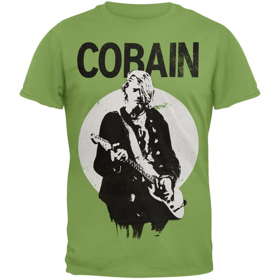 Kurt Cobain Men's Standing Guitar Photo Short Sleeve T Shirt