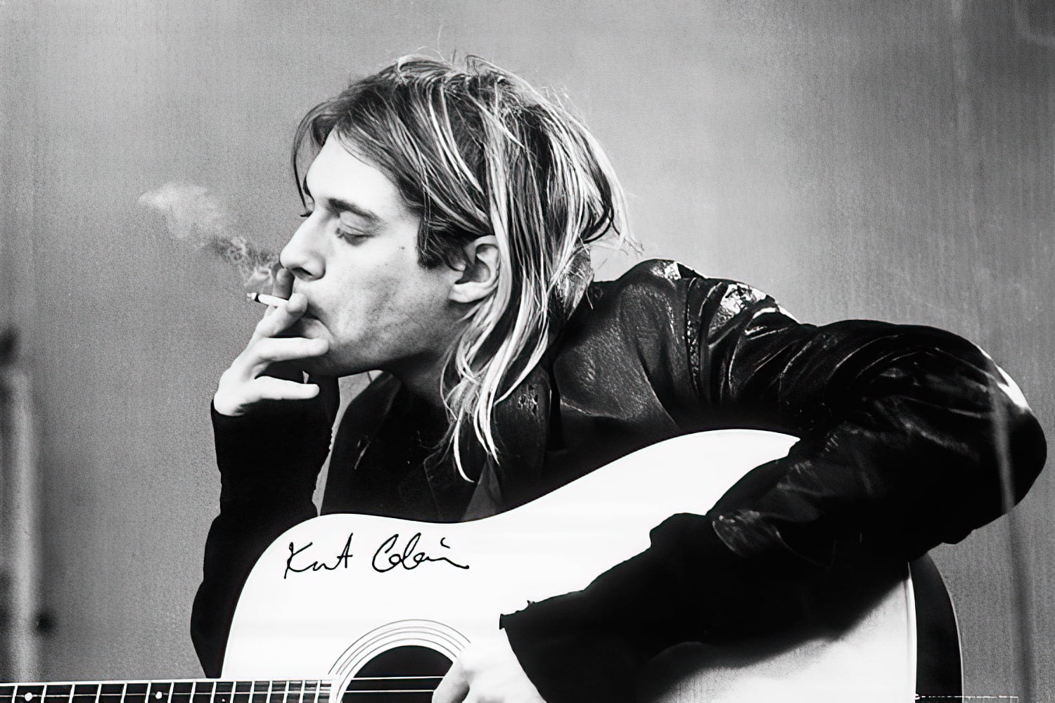 Kurt Cobain / Nirvana - B&W Music Poster (Smoking - Signature