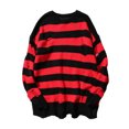 thumbnail image 1 of Kurt Cobain Ripped Hole Red And Black Striped Sweater - Mens 3XL, 1 of 22
