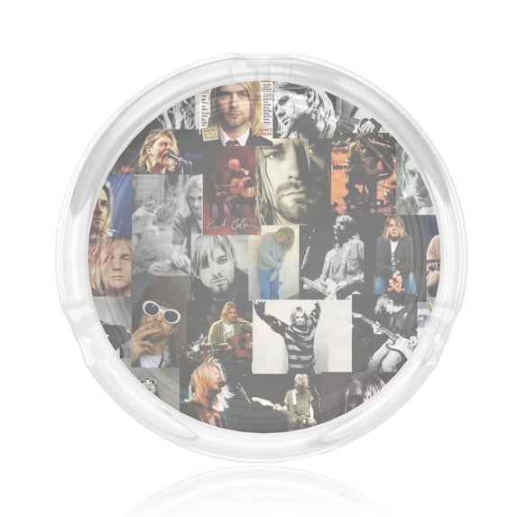 Kurt Cobain Round Glass Ashtray 3d Printing For Indoor And Outdoor, Home, Office, Tabletop Decoration (3.5" Diameter)