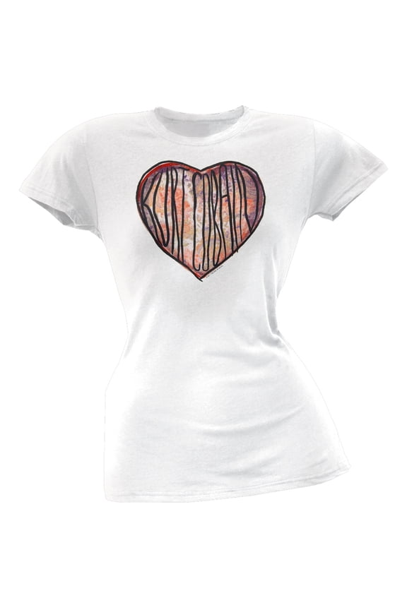Women's Juniors Distressed Heart Short Sleeve T Shirt