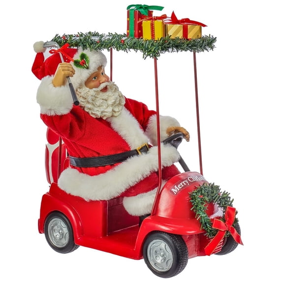 Kurt S. Adler 11.25 in. Fabriche Santa Driving Golf Cart