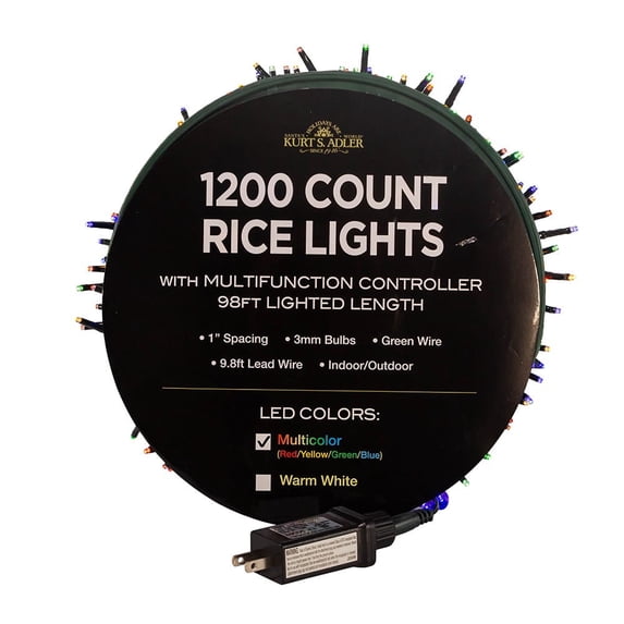 Kurt S. Adler 1200-Light Indoor 98-Foot Electric LED Rice String Lights