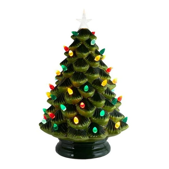KURT S. ADLER Ceramic Christmas Tree Pre-lit Hand-Painted w/ 64 lights JEL2154