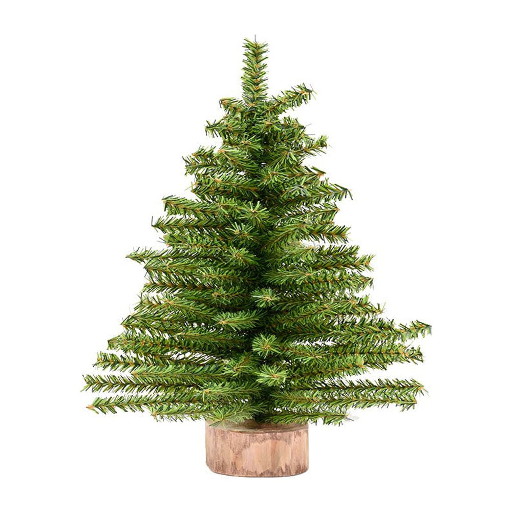18-Inch Unlit Miniature Canadian Pine Christmas Tree with Wood Base