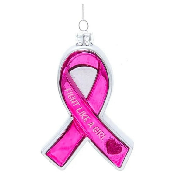 Kurt Adler Susan G. Komen 4-Inch Glass Pink and Silver Ribbon Ornament
