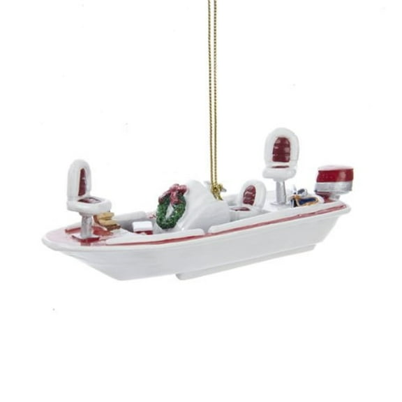 Kurt S. Adler 5 Inch Fishing Boat Resin Christmas Ornament, 1 Pack