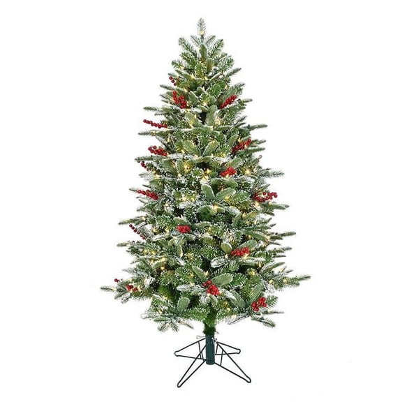 Kurt S. Adler 5 ft. Instant Connect Pre-Lit Dual-Color LED Flocked Breckenridge Artificial Tree