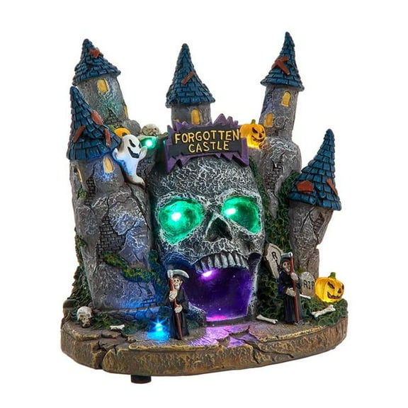 Kurt S. Adler 6.4 in. Battery Operated Multi Color LED Lighted Skull Castle Table Piece