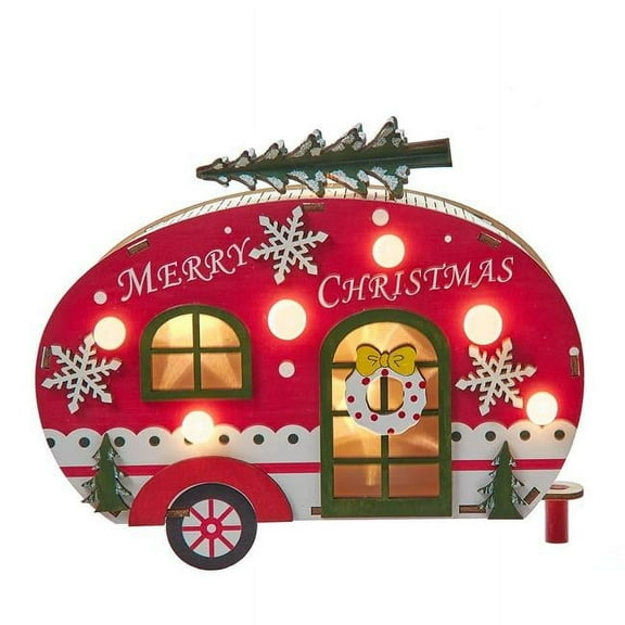 Kurt S. Adler 6.69 in. Battery Operated Wooden Lighted Camper Van