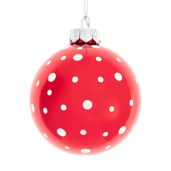 Kurt S. Adler 6 Piece 80 mm Glass Red Polka Dot Ball Ornament Set