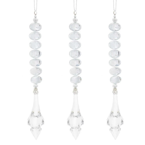 Kurt S. Adler 7.50In Clear Jeweled Ornament With Dangle, Acrylic, Faceted Reflective T3604
