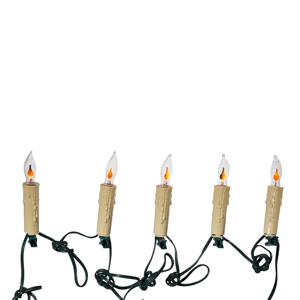 White Flameless Christmas Candle Light Set with Orange Flame