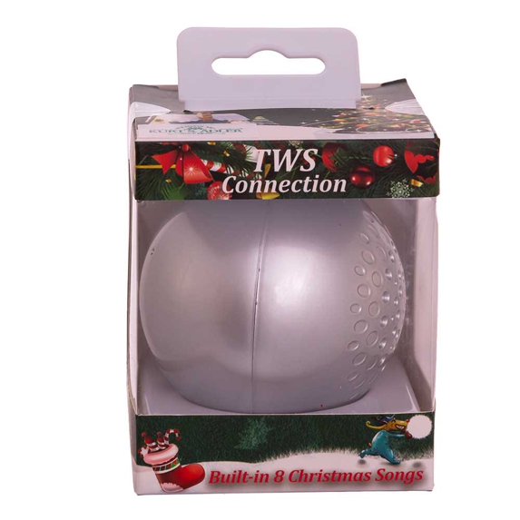 Kurt S. Adler 70MM Musical Silver Bluetooth Ornament Ball