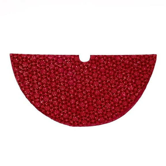 Kurt S. Adler 72 in. Burgundy Sequin with Metallic Cord Tree Skirt