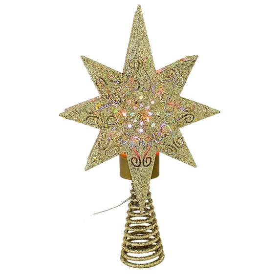 Kurt S. Adler 13.40In Gold Polaris Projector Tree Topper, Plastic, Pre-Lit Star Ad1055