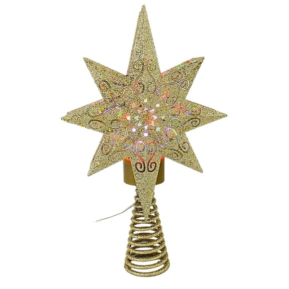 Kurt S. Adler 13.40In Gold Polaris Projector Tree Topper, Plastic, Pre-Lit Star Ad1055